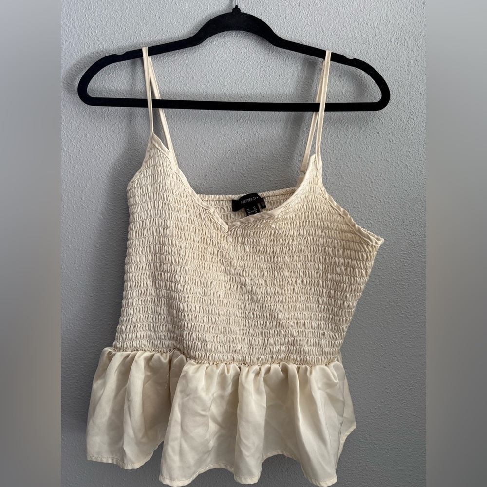 Forever 21+ smocked bodice peplum ruffle top 3X